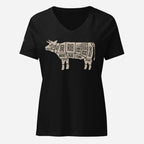 Beef Butcher Diagram Women’s Relaxed V-neck Tee - Odd Chef